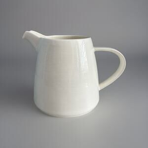 Fairmont Main White Linen Creamer Ceramic Pitcher Lines Off-White Vase Planter
